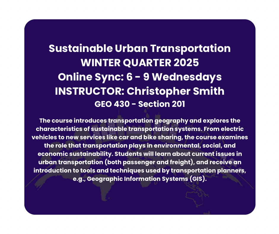 GEO 430-201 Sustainable Urban Transportation